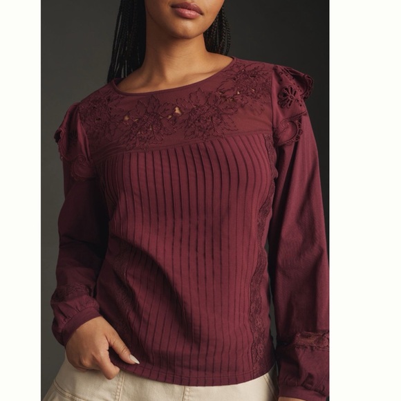 NWT Tiny Long-Sleeve Crescent Ruffled Lace Top M - Picture 3 of 11